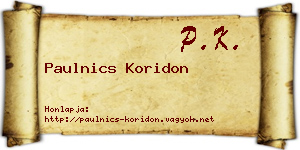 Paulnics Koridon névjegykártya